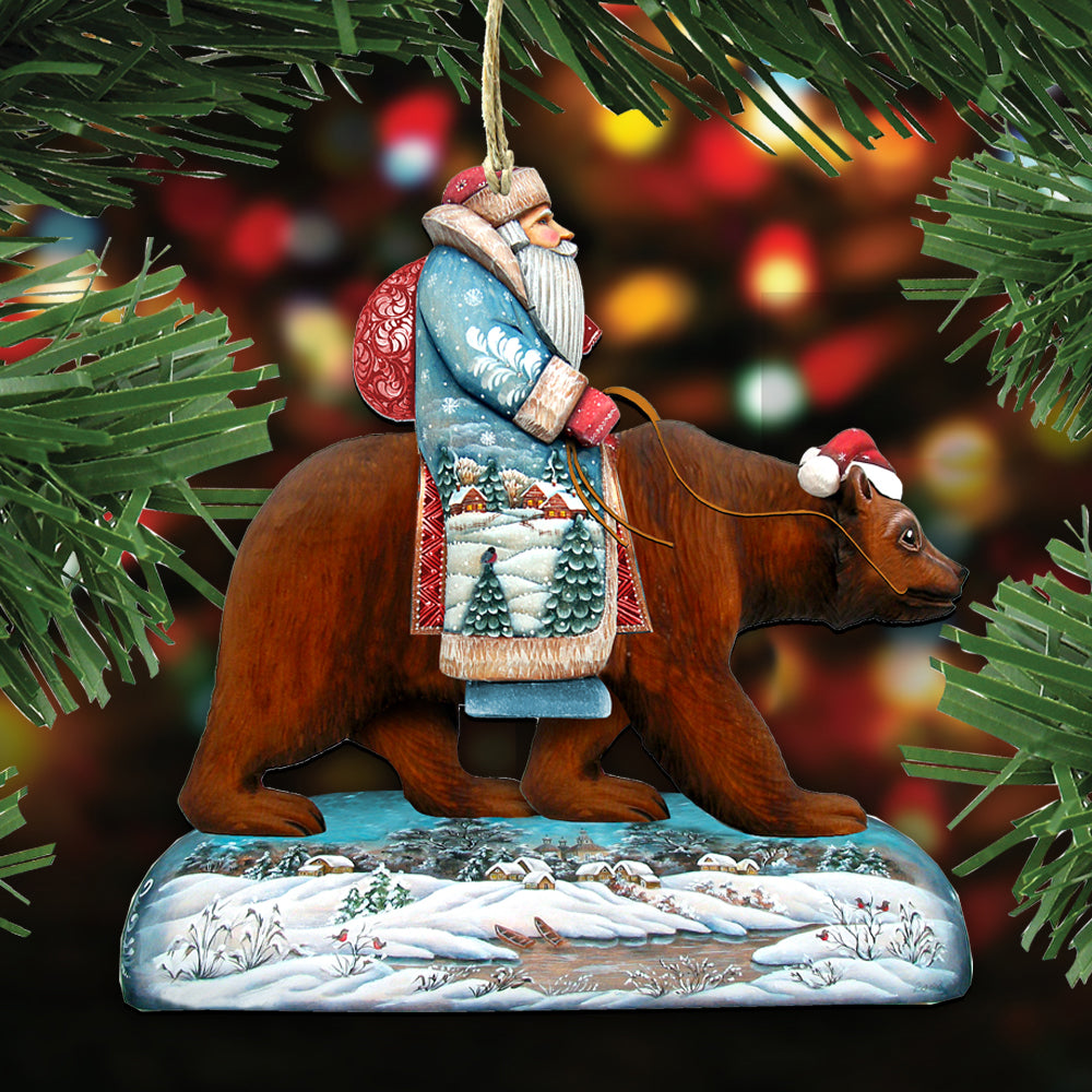 Riding Santa Wooden Ornaments Set of 3 by G. DeBrekht