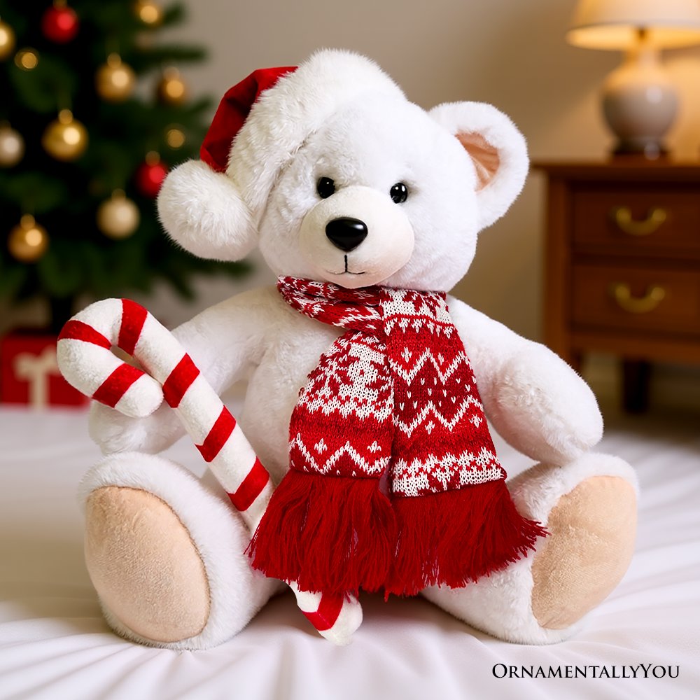 Snowy the Polar Bear Plushie, Cute Kids’ 12" Christmas Stuffed Toy