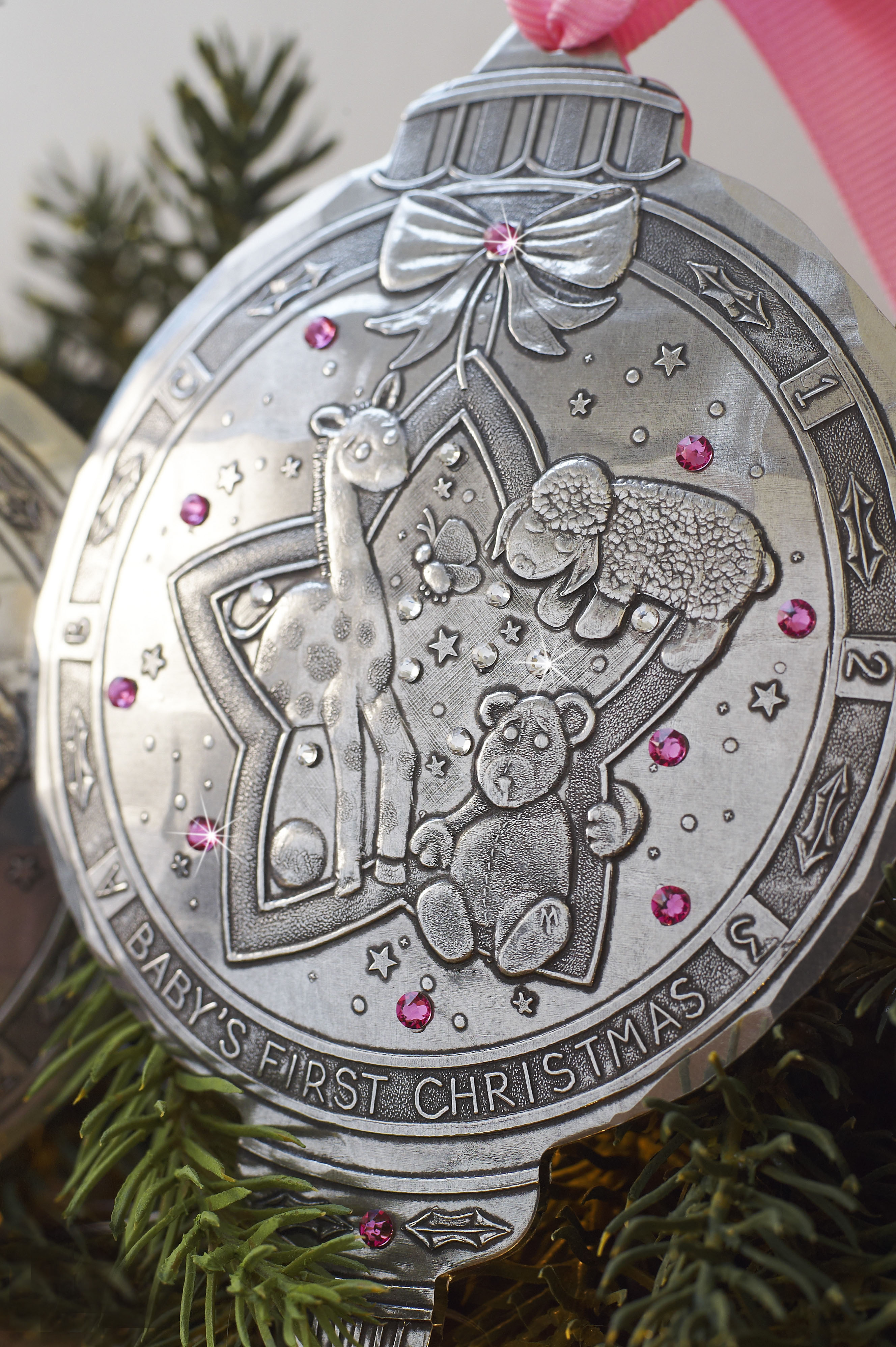 Baby Girl 1st Christmas Ornament with Crystals